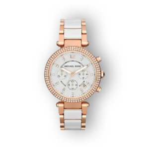 Michael Kors Parker MK5774 karóra rose gold színben, fehér számlappal.