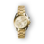 Arany színű Michael Kors Bradshaw MK5798 karóra, számlapján római számokkal és több funkciós kronográffal.