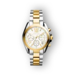 Két színű fém karóra, fehér számlappal, Michael Kors Bradshaw MK5974 modell.