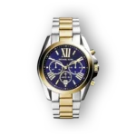 Kék számlapos, ezüst-arany szíjjal ellátott Michael Kors Bradshaw MK5976 karóra.