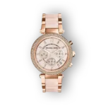 Michael Kors Mini Parker rose gold színű karóra strasszkövekkel.