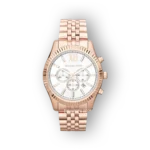 Michael Kors Lexington MK8313 óra rozéarany színű karkötővel és fehér számlappal.
