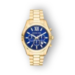 Michael Kors arany karóra kék számlappal szemből.