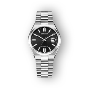 Citizen automata karóra elölnézete fekete számlappal