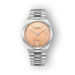 Citizen automata karóra, rose gold számlappal és fémszíjjal, letisztult designnal.