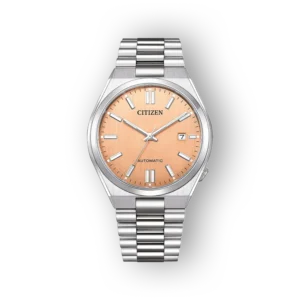 Citizen automata karóra, rose gold számlappal és fémszíjjal, letisztult designnal.