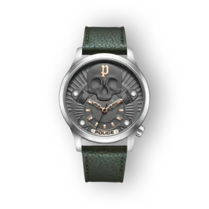 Police karóra koponya motívummal sötét számlappal