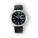 Orient automata karóra, fekete szíjjal, elölnézetből