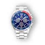 Orient Sport RA-TX0201L10B karóra ezüst szíjjal és kék számlappal.