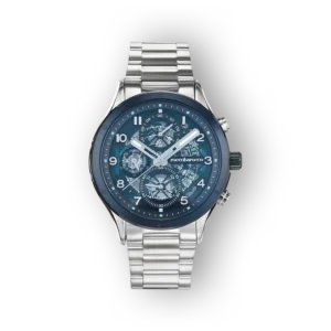 Roccobarocco RB.5327M-04M férfi karóra fém szíjjal és kék számlappal.