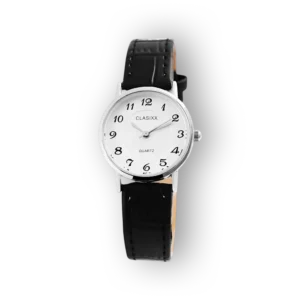 Férfi Classixx karóra fekete bőrszíjjal előlnézetben