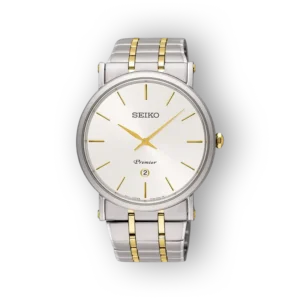 Seiko Premier ezüst-arany karóra elegáns dizájnnal és klasszikus megjelenéssel.