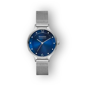 Skagen Anita SKW2307 ezüst színű női karóra kék számlappal és fém szíjjal.