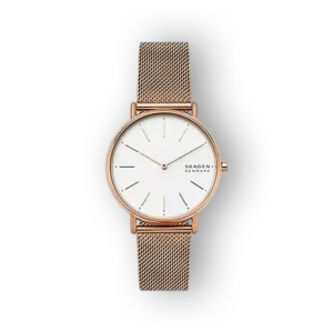 Skagen Signatur Slim SKW2784 karóra, elegáns roségold színű fém szíjjal.