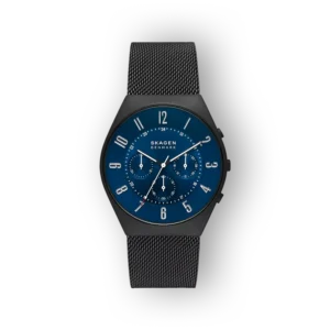 Skagen SKW6841 karóra kék számlappal és fekete hálós szíjjal.