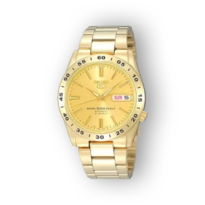 Arany színű Seiko 5 karóra előlnézeti képe.