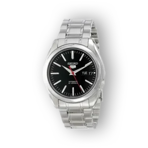 Seiko automata karóra fekete számlappal és ezüst szíjjal