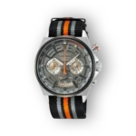 Seiko kronográf karóra fekete és narancssárga szíjjal