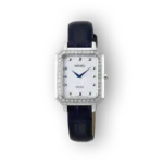 Seiko téglalap alakú napszemüveg óra sötét szíjú óraszíjjal