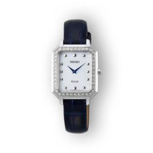 Seiko téglalap alakú napszemüveg óra sötét szíjú óraszíjjal