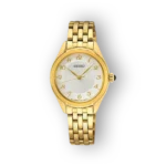 Seiko SUR384P1 arany színű női karóra fehér számlappal.