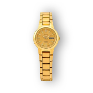 Seiko 5 SYME46K1 automatikus óra arany színű fém szíjjal.