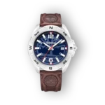 Timberland férfi óra, kék számlap, barna bőr szíjjal.