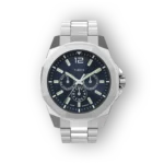 Timex Essential Collection elegáns karóra ezüst szíjjal és sötét számlapjával.