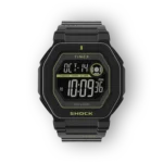 Timex City Collection digitális óra zöld szegéllyel és fekete szíjjal.