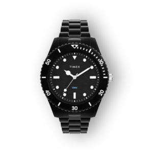 Timex Legacy TW2Y04500 fekete búváróra fém szíjjal és analóg kijelzővel.