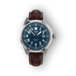 Aviator kék számlapos férfi karóra barna szíjjal