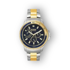 Versus Versace kék és arany férfi karóra elölnézet