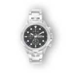 Ezüst Versus Versace karóra fekete számlappal előlnézetben