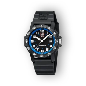 Luminox XS.0324 karóra fekete szíjjal, kék és fehér óraszámlappal, vízálló 100 méterig.