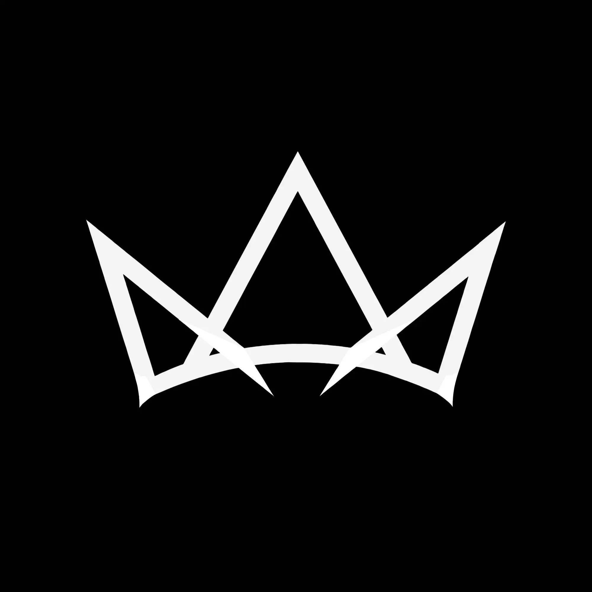 Fehér koronát ábrázoló stilizált logó, fekete háttéren.